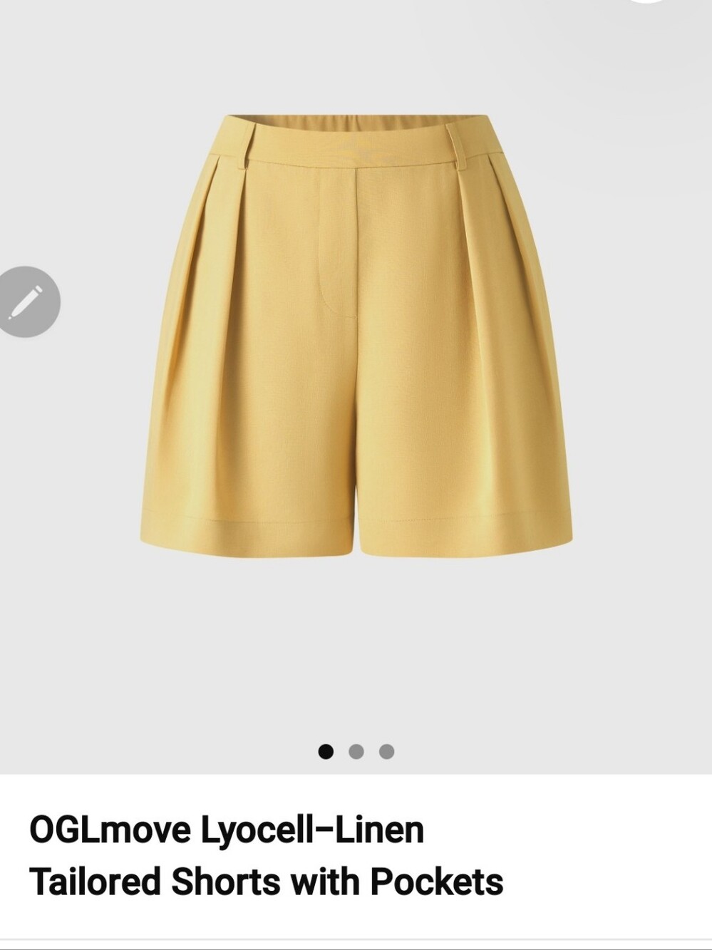 OGL  Lyocell Linen Tailored Shorts with Pockets (Shorts only) Dandillion Yellow